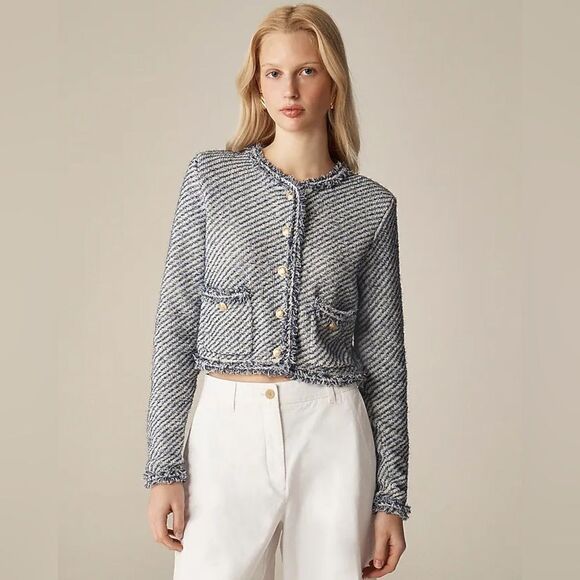 NWT J CREW Collection cropped lady jacket in textured cotton - Picture 3 of 9